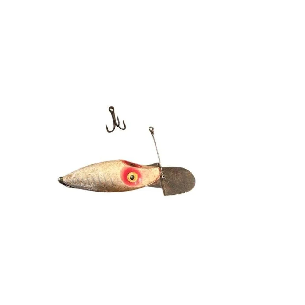 Heddon River-Runt-Spook Fishing Lure Vintage Sinking White Red With Box Catalog